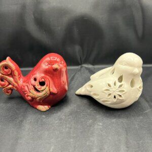 Set Of 2 Ceramic Birds For Decor